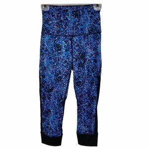 Zella Blue Multicolor Capri Leggings w/Mesh Calves